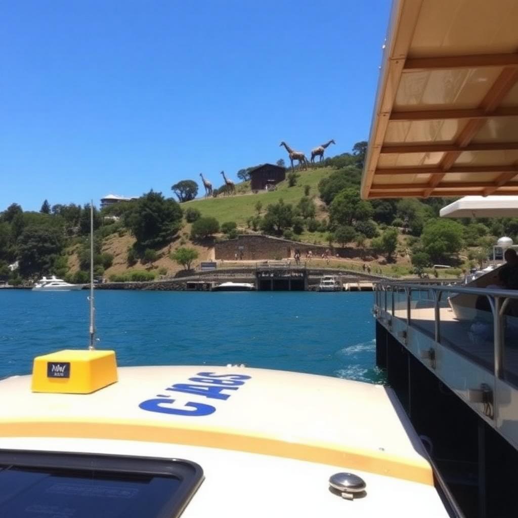 Sydney water taxi arriving at Taronga Zoo wharf on Sydney Harbour